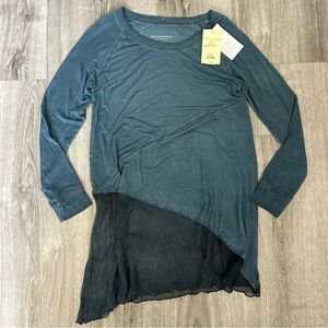 NWT Soft Surroundings Silk Sienna Top Asymmetrical Boho Flowy Acid Wash Size XS